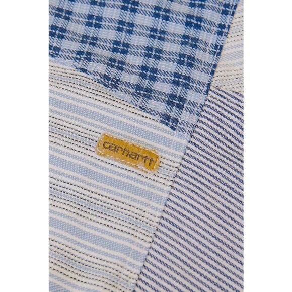 Rework Vintage Patchwork Flannel Pouch Pocket Flared Cargo Pants - Picture 9 of 11